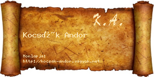 Kocsák Andor névjegykártya
