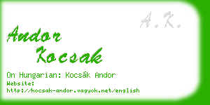 andor kocsak business card