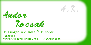 andor kocsak business card